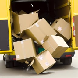 HubSpot website migration - moving van, boxes falling out of back